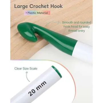 Coopay 7pcs Huge Crochet Hook Set 20mm-7mm Large Size Crochet Needles for Crocheting Knitting Needle...