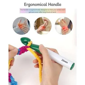 Coopay 7pcs Huge Crochet Hook Set 20mm-7mm Large Size Crochet Needles for Crocheting Knitting Needles Set DIY Craft Yarn Weaving Tools for Beginners and Experienced Crochet Enthusiasts