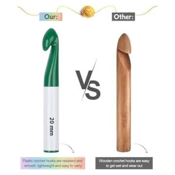 Coopay 7pcs Huge Crochet Hook Set 20mm-7mm Large Size Crochet Needles for Crocheting Knitting Needles Set DIY Craft Yarn Weaving Tools for Beginners and Experienced Crochet Enthusiasts