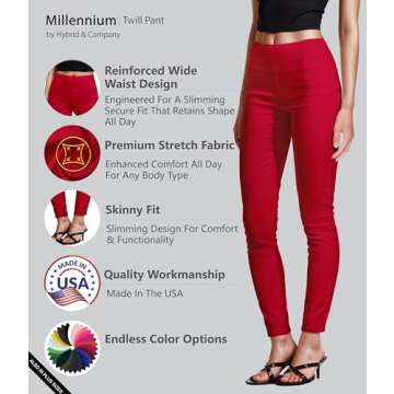Hybrid & Company Super Comfy Ultra Stretch Pants in Red