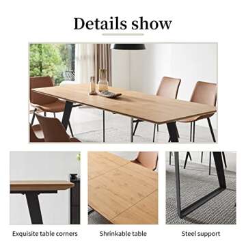 ZckyCine 67" Modern mid-Century Dining Table Dining Table and Chairs Rectangular Wooden Dining Table...