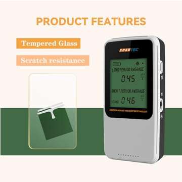 Cradtec Digital Radon Detector III, White, Radon Monitor, Radon Meter, Tempered Glass, Short Term an...