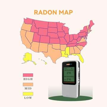 Cradtec Digital Radon Detector III, White, Radon Monitor, Radon Meter, Tempered Glass, Short Term and Long Term Result, Portable, Easy to Use, 3 AAA Batteries, Switchable Between Bq/M3 and pCi/L