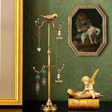 WINPLUS+ 5x7 Vintage Picture Frame, Luxury Antique Polygon Ornate Photo Frame In Pale Gold Tone With Floral Design, Real Glass Front, Retro Home Decor, Wall Mount and Tabletop Display, Art Gallery