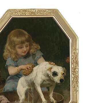 WINPLUS+ 5x7 Vintage Picture Frame, Luxury Antique Polygon Ornate Photo Frame In Pale Gold Tone With Floral Design, Real Glass Front, Retro Home Decor, Wall Mount and Tabletop Display, Art Gallery