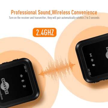 Wireless Lavalier Microphone with Real-Time/Audience Monitoring, Audio Ducking, Accompaniment, Reverb, Mute, Noise Cancellation - Mini Clip-on Lapel Bluetooth Mic for iPhone, iPad, Android Phone, PC