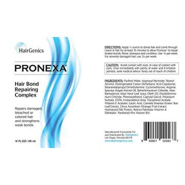 Hairgenics Pronexa Hair Bonder Bond Repairing Complex and Conditioner for Damaged and Treated Hair. 4 FL OZ Provides 8 full treatments