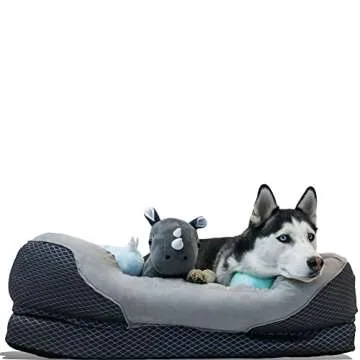 BarksBar Snuggly Sleeper Large Gray Diamond Orthopedic Dog Bed with Solid Orthopedic Foam, Soft Cott...
