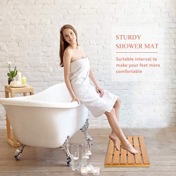 Stylish Bamboo Bath Mat for Luxury Showers & Outdoors