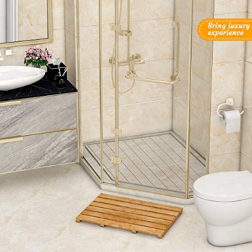 Stylish Bamboo Bath Mat for Luxury Showers & Outdoors