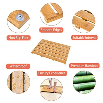Stylish Bamboo Bath Mat for Luxury Showers & Outdoors