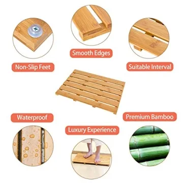 Stylish Bamboo Bath Mat for Luxury Showers & Outdoors