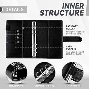 Iqihoo Budget Binder, Binder with Zipper Envelopes, Money Organizer for Cash, 27Pcs Cash Marble Saving Black