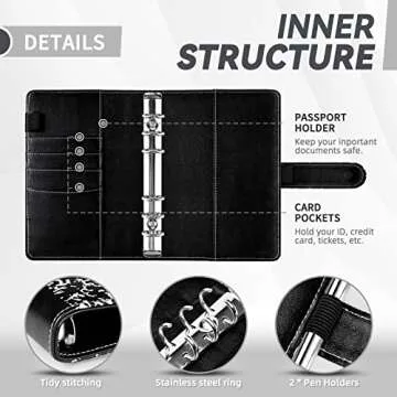 Iqihoo Budget Binder, Binder with Zipper Envelopes, Money Organizer for Cash, 27Pcs Cash Marble Saving Black