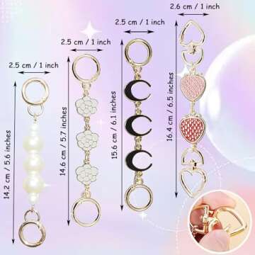 Chewarelly 4Pcs Purse Chain Extender Bag Strap Extender Purse Strap Extension Replacement for Women,...