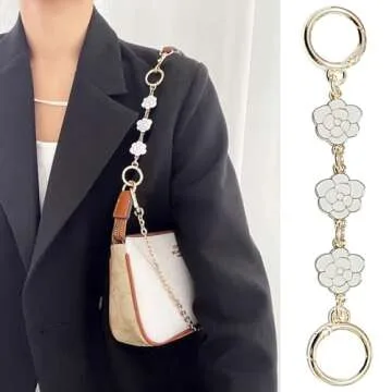 Chewarelly 4Pcs Purse Chain Extender Bag Strap Extender Purse Strap Extension Replacement for Women, Girl Purse Bag Making Supplies(Moon, Strawberry, Flower, Pearl)