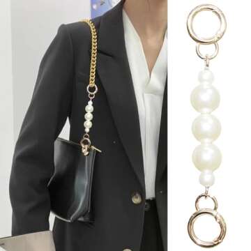 Chewarelly 4Pcs Purse Chain Extender Bag Strap Extender Purse Strap Extension Replacement for Women, Girl Purse Bag Making Supplies(Moon, Strawberry, Flower, Pearl)