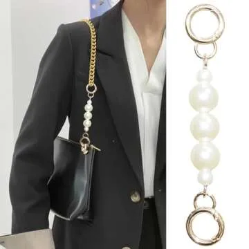 Chewarelly 4Pcs Purse Chain Extender Bag Strap Extender Purse Strap Extension Replacement for Women, Girl Purse Bag Making Supplies(Moon, Strawberry, Flower, Pearl)