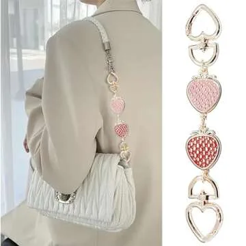 Chewarelly 4Pcs Purse Chain Extender Bag Strap Extender Purse Strap Extension Replacement for Women, Girl Purse Bag Making Supplies(Moon, Strawberry, Flower, Pearl)