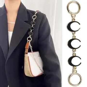 Chewarelly 4Pcs Purse Chain Extender Bag Strap Extender Purse Strap Extension Replacement for Women, Girl Purse Bag Making Supplies(Moon, Strawberry, Flower, Pearl)