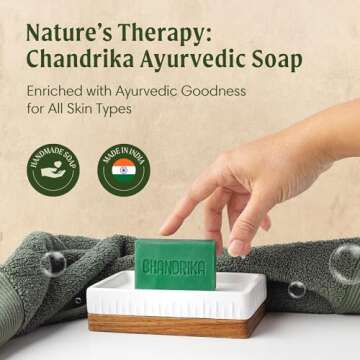 Chandrika Ayurvedic Soap | Organic Soap Bar with Vegetable Oil | 100% Natural Bar Soap for Men and W...