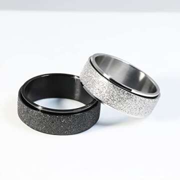Stylish Fidget Spinner Ring for Anxiety Relief - Black 8mm