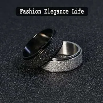 Stylish Fidget Spinner Ring for Anxiety Relief - Black 8mm