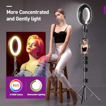 Selfie Ring Light with 3 Stands and 2 Phone Holders Well Equipped RGB Ring Light with 14 Colors of Light, Lighting for Phone/Desk/Laptop/Video Recording/Makeup/Room Meeting/Live Stream/TikTok