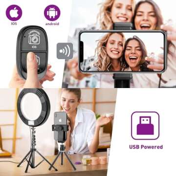 Selfie Ring Light with 3 Stands and 2 Phone Holders Well Equipped RGB Ring Light with 14 Colors of Light, Lighting for Phone/Desk/Laptop/Video Recording/Makeup/Room Meeting/Live Stream/TikTok