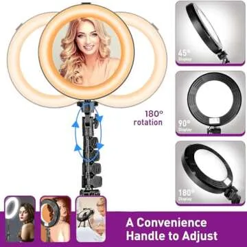 Selfie Ring Light with 3 Stands and 2 Phone Holders Well Equipped RGB Ring Light with 14 Colors of Light, Lighting for Phone/Desk/Laptop/Video Recording/Makeup/Room Meeting/Live Stream/TikTok