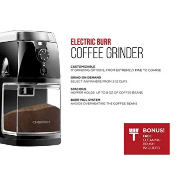 Chefman Coffee Grinder Electric Burr Mill Offers 17 Grinding Options