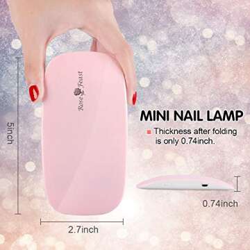 Mini UV LED Nail Lamp, Portable Lightweight Nail Dryer Pocket Size Mouse Shape Nail Gel Light Curing Lamp with USB Cable for All Gel Polish（Pink）