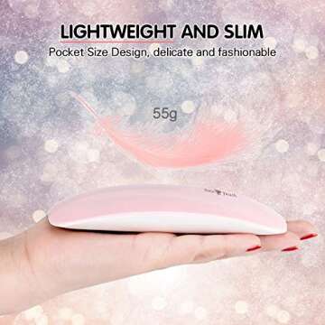 Mini UV LED Nail Lamp, Portable Lightweight Nail Dryer Pocket Size Mouse Shape Nail Gel Light Curing Lamp with USB Cable for All Gel Polish（Pink）
