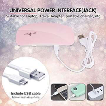 Mini UV LED Nail Lamp, Portable Lightweight Nail Dryer Pocket Size Mouse Shape Nail Gel Light Curing Lamp with USB Cable for All Gel Polish（Pink）