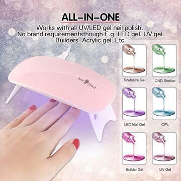 Mini UV LED Nail Lamp, Portable Lightweight Nail Dryer Pocket Size Mouse Shape Nail Gel Light Curing Lamp with USB Cable for All Gel Polish（Pink）