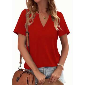 WEESO Womens Summer V Neck Tops for Casual Chic Style