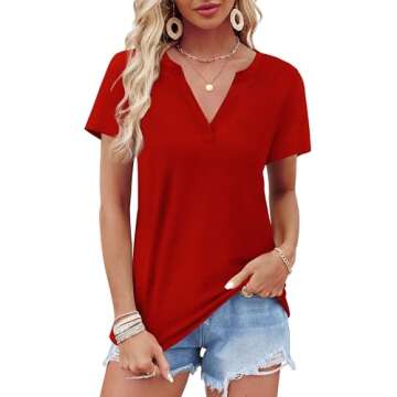 WEESO Womens Summer V Neck Tops for Casual Chic Style