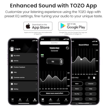 TOZO PA2 Bluetooth Speaker Dual Drivers 25H Playtime Waterproof