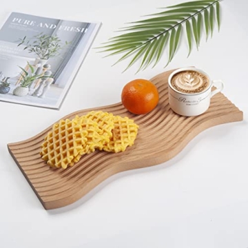 Wave Design Wooden Charcuterie Board Dual Use Serving Decor