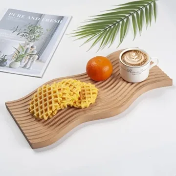 Wave Design Wooden Charcuterie Board Dual Use Serving Decor