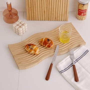 Wave Design Wooden Charcuterie Board Dual Use Serving Decor