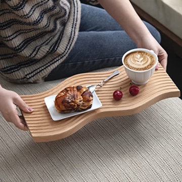 Wave Design Wooden Charcuterie Board Dual Use Serving Decor