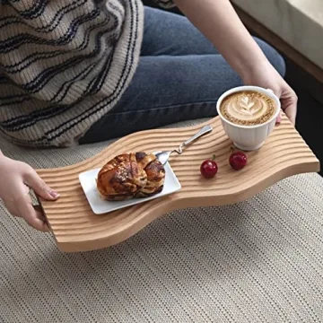 Wave Design Wooden Charcuterie Board Dual Use Serving Decor