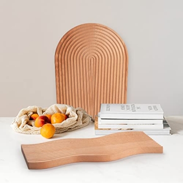 Wave Design Wooden Charcuterie Board Dual Use Serving Decor