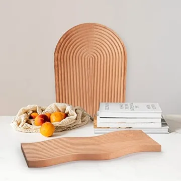 Wave Design Wooden Charcuterie Board Dual Use Serving Decor