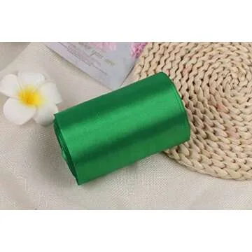 YYCRAFT 6 Inch Wide Satin Ribbon Satin Fabric Spool for Grand Opening Cutting Ceremony Wedding Birthday Party Decoration Gift Craft (22 Yards,Green)