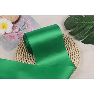 YYCRAFT 6 Inch Wide Satin Ribbon Satin Fabric Spool for Grand Opening Cutting Ceremony Wedding Birthday Party Decoration Gift Craft (22 Yards,Green)