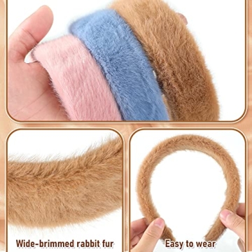 Kajaia 10 Pcs Mink Faux Fur Headbands for Women and Girls