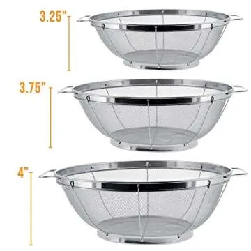 3 Piece Stainless Steel Colander Set for All Cooking Needs