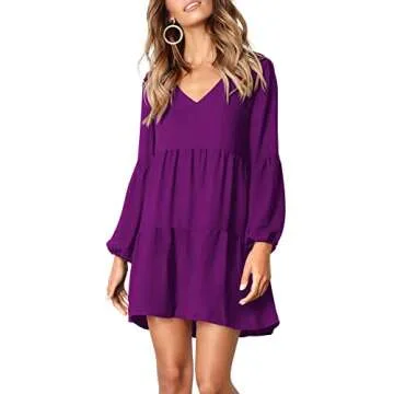 Amoretu Womens Shift Dresses Long Sleeve Rehearsal Dinner Dress, Spring, Summer, 2025 (Purple, XL)